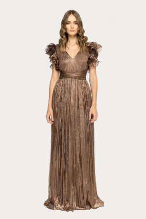 Ruffled silk maxi dress