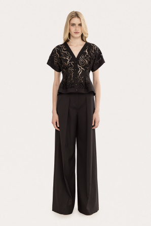 High-rise wide-leg pants