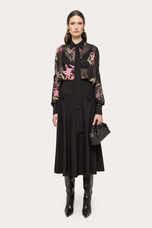 High-waisted midi skirt