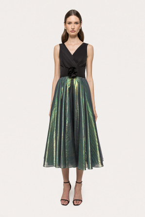 Floral-detail chiffon midi dress