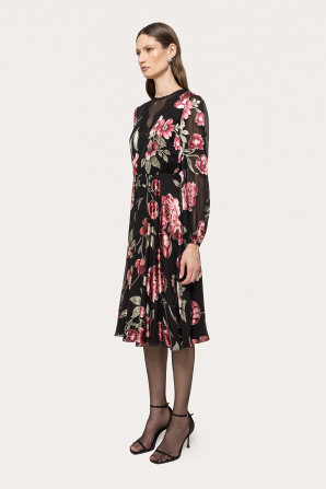 Printed satin midi dress