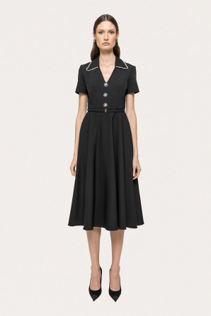 Faux pearl-embellished midi dress