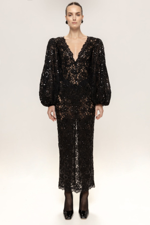 Embellished lace midi dress