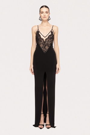 Lace-panel maxi dress