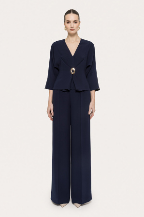 High-waisted crepe pants