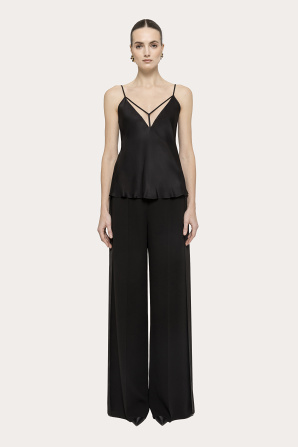Tulle-insert viscose top