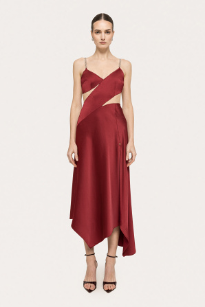 Crystal-detail viscose midi dress