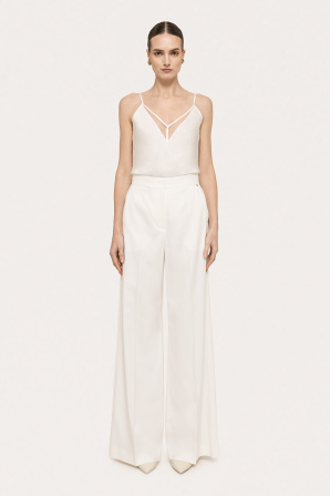 Tulle-insert viscose top