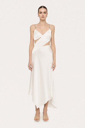 Crystal-detail viscose midi dress
