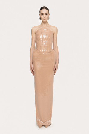 Exaggerated-hip sequin maxi dress