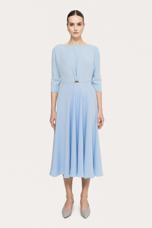 Pearl-detail crepe midi dress