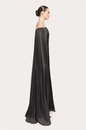 Cape-design chiffon maxi dress