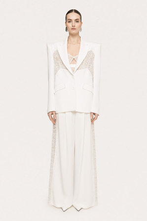 Lace insert viscose blazer
