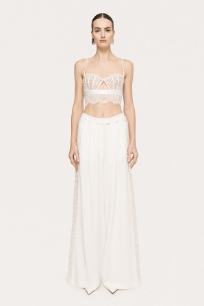 Lace-insert viscose pants