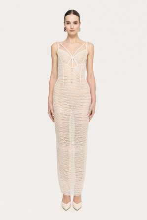 Sequin-detail mesh maxi dress