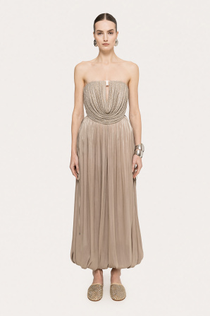 Crystal-embellished tulle crop top