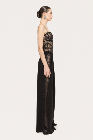 Lace-insert viscose pants