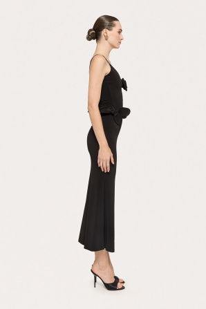 Floral-appliqué midi dress
