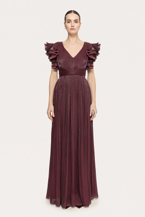 Ruffled chiffon maxi dress