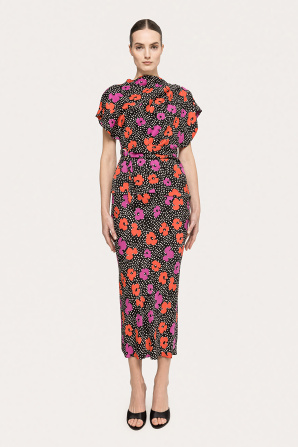 Printed viscose midi skirt