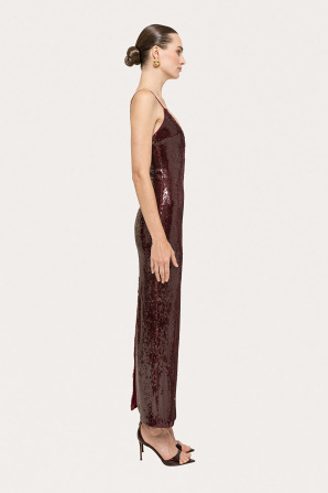 Crystal-detail sequin midi dress