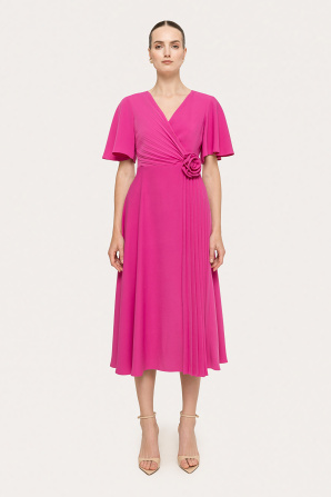Floral appliqué midi dress