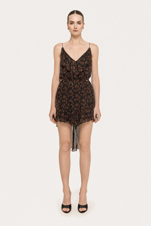 Printed silk asymmetric mini dress