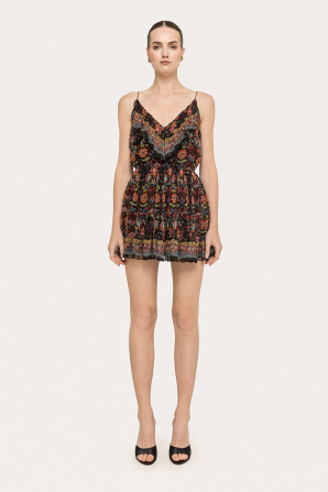 Floral-print silk mini dress