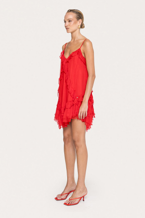 Open-back silk mini dress
