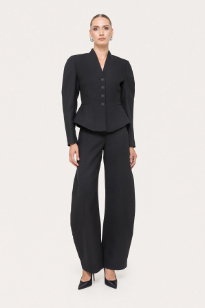 Tailored wool v-neck jacket
