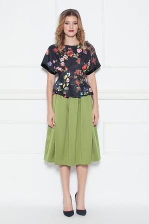 Green pleated skirt
