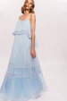 Silk and lace dress with ruffles