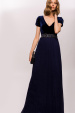 Velvet and silk dress with waist detail