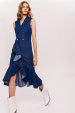 Denim wrap dress with ruffles