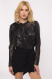 Transparent details shiny film blouse