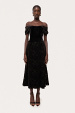 Floral embroidered velvet midi skirt