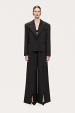 Wool blend decorative button wide-leg pants