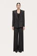 Pinstripe contrast lapel double-breasted blazer