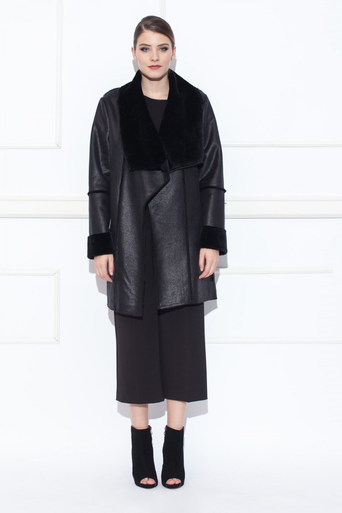 Faux leather jacket with oversized lapels | EXJ11061 | NISSA