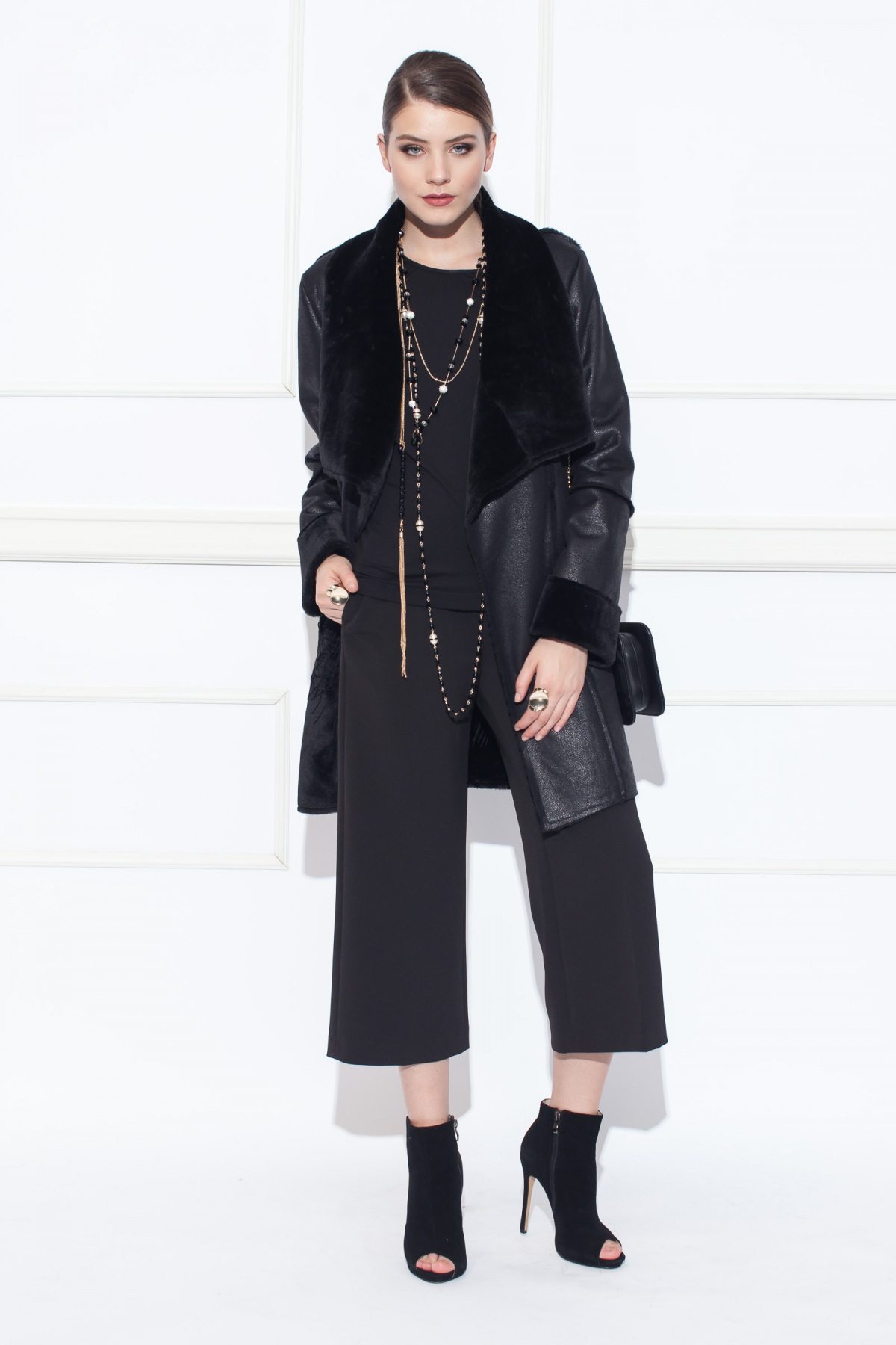 Faux leather jacket with oversized lapels | EXJ11061 | NISSA