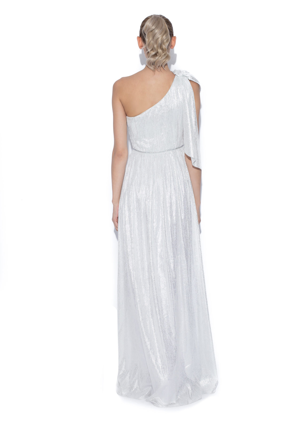 sachin and babi light blue dress Formal Dress Silver One Shoulder Trumpet/Mermaid Sleeveless Pleats Lon