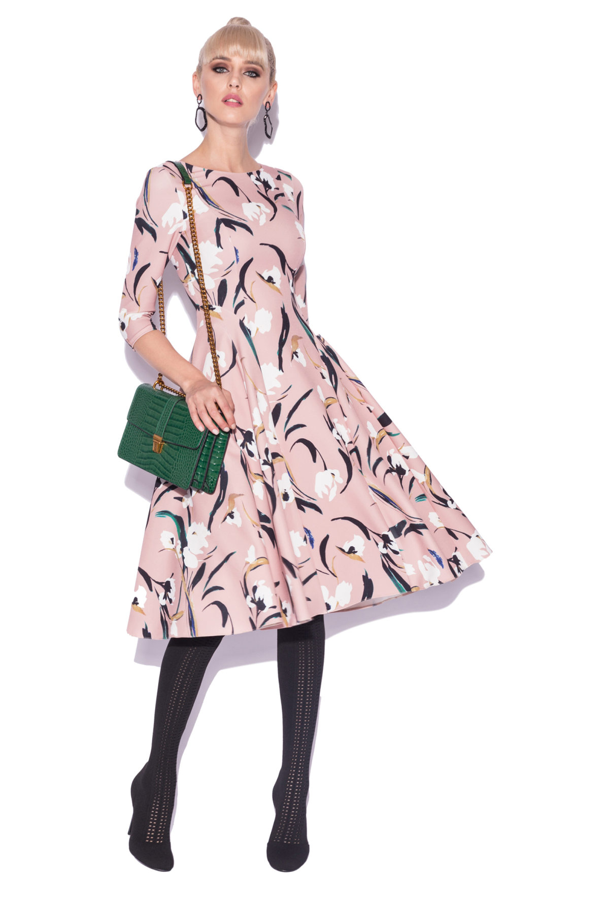 Floral Print Fit & Flare Midi Dress