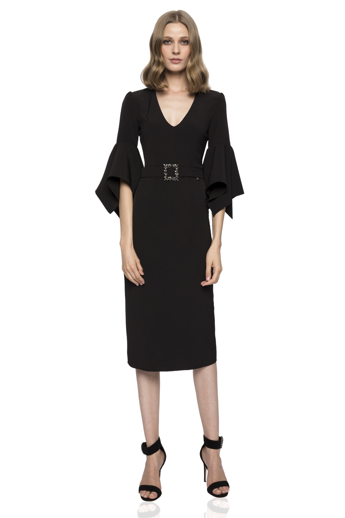 black formal dress long Unique Satin Prom Dresses with High Slit, Black Dresses, Evening Dresses Size:Size 18W or special occasions SID-FD10589 Elegant Blue Jacquard A-line