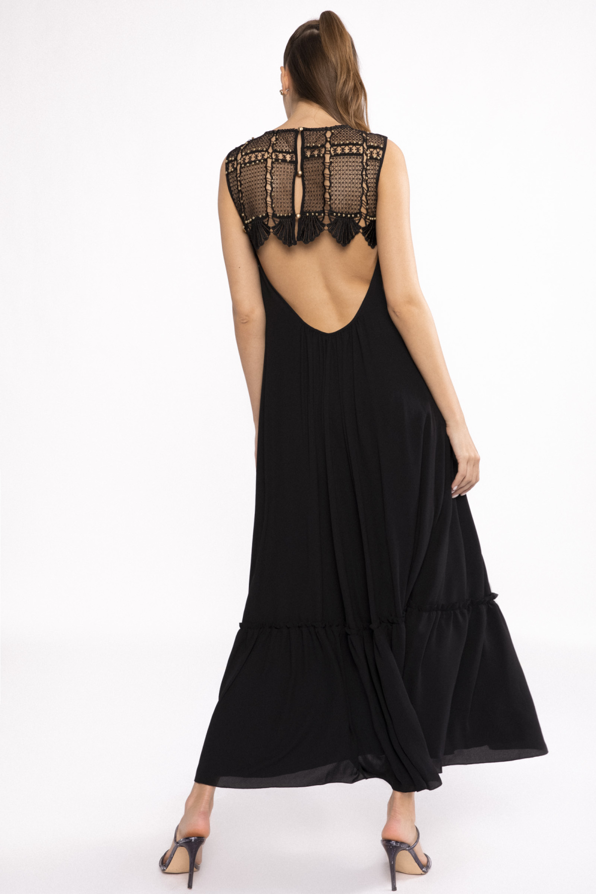 ワンピース Back Lace-Up Cotton Long Dress Open-back maxi dress | RC12119 | NISSA