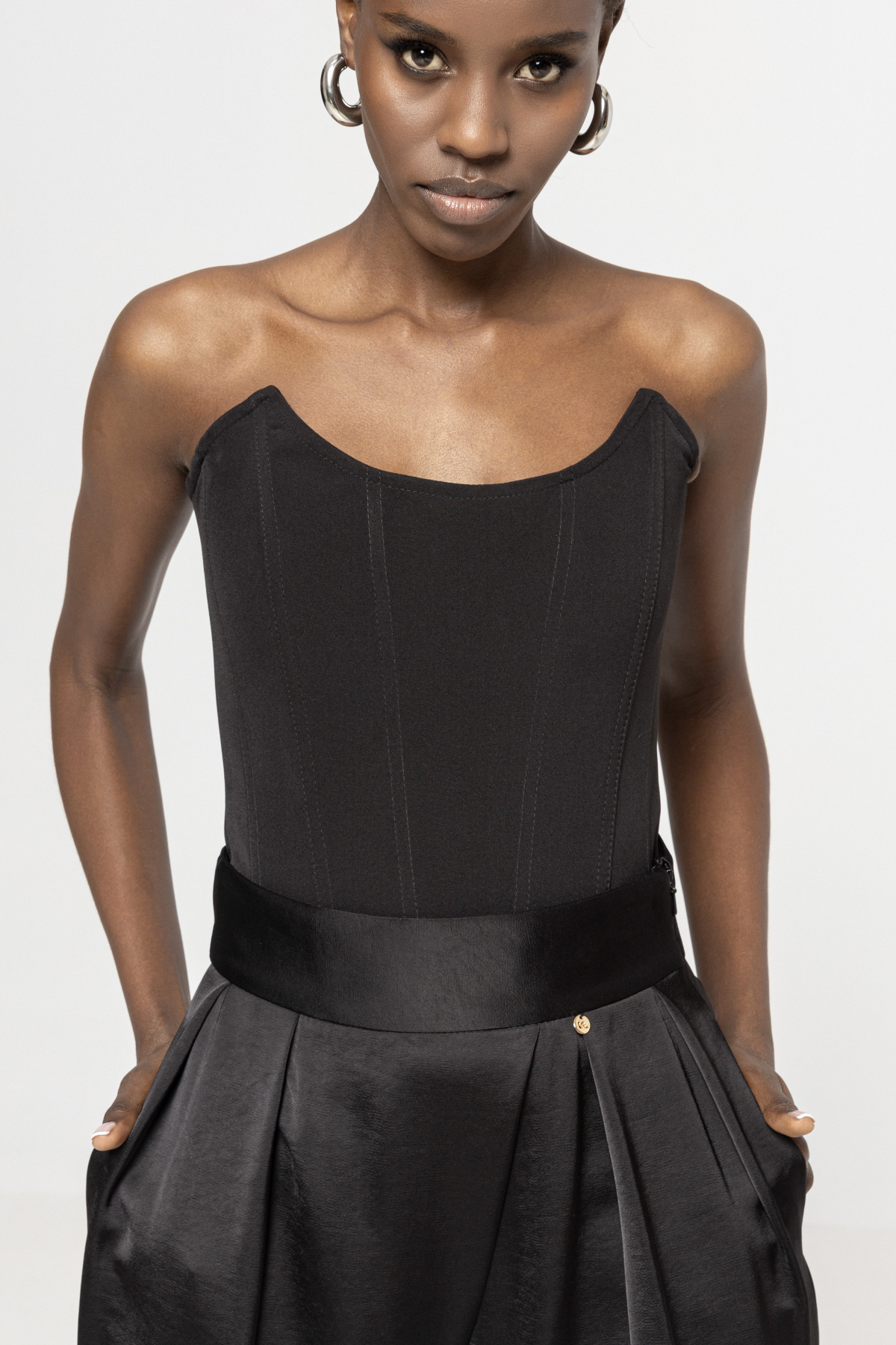 Panelled zip-up corset | TOP14068 | NISSA