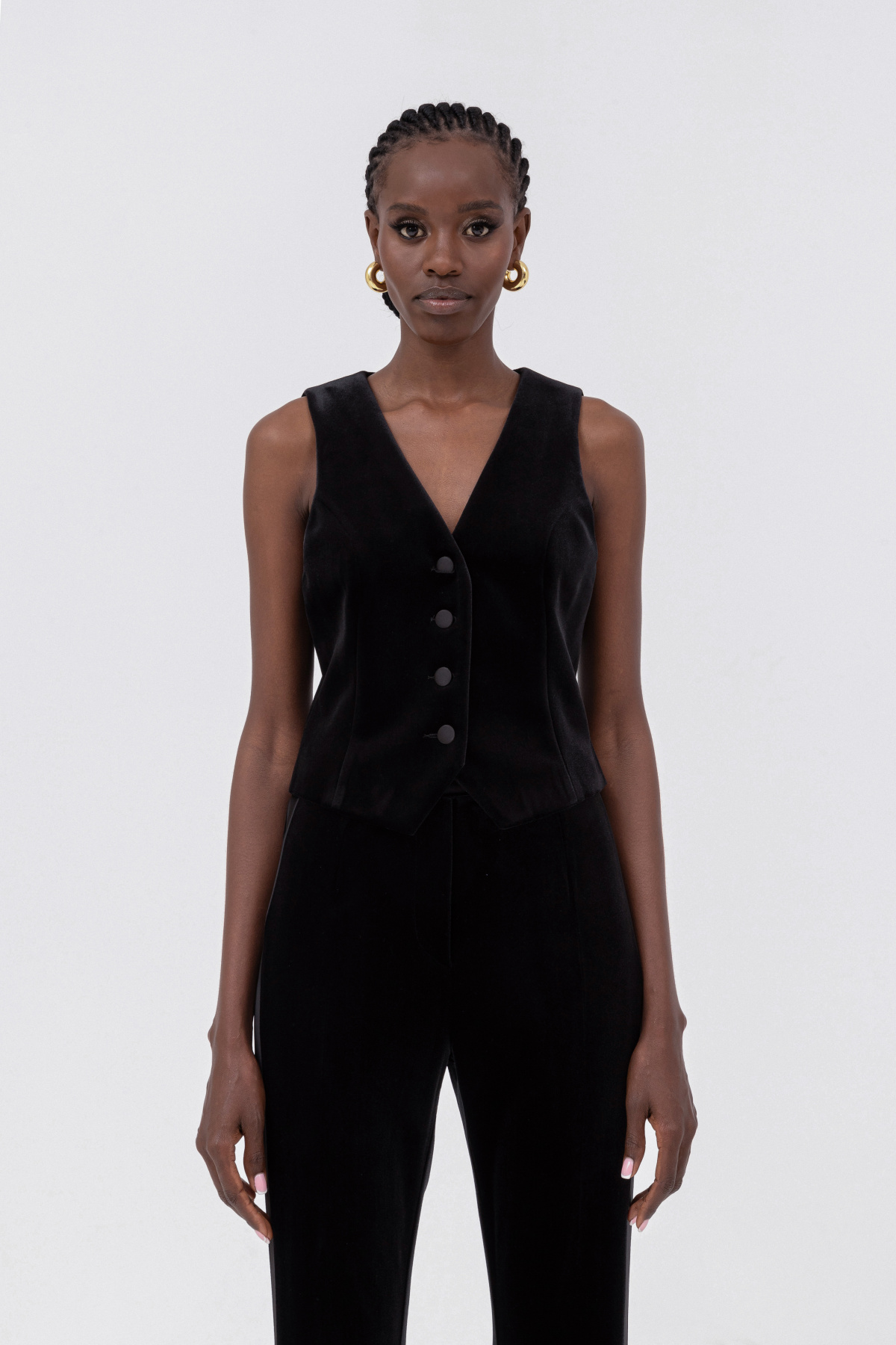 V-neck velvet waistcoat | VS15162 | NISSA