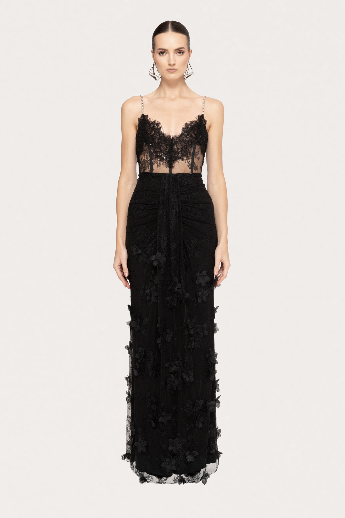 chinese dress ladies Embroidered 3D Applique Strapless Maxi Dress – Endless Rose