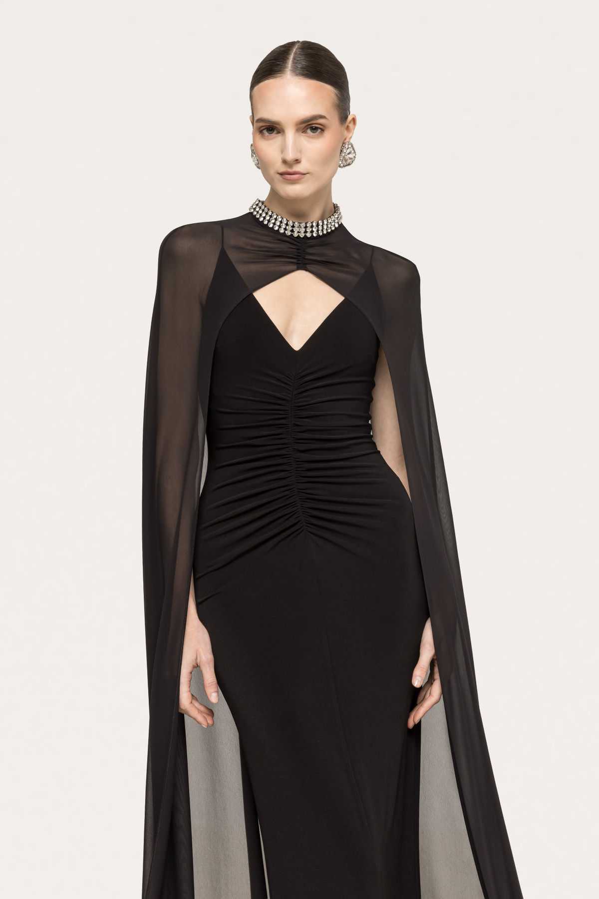 Detachable cape maxi dress | RS16576
