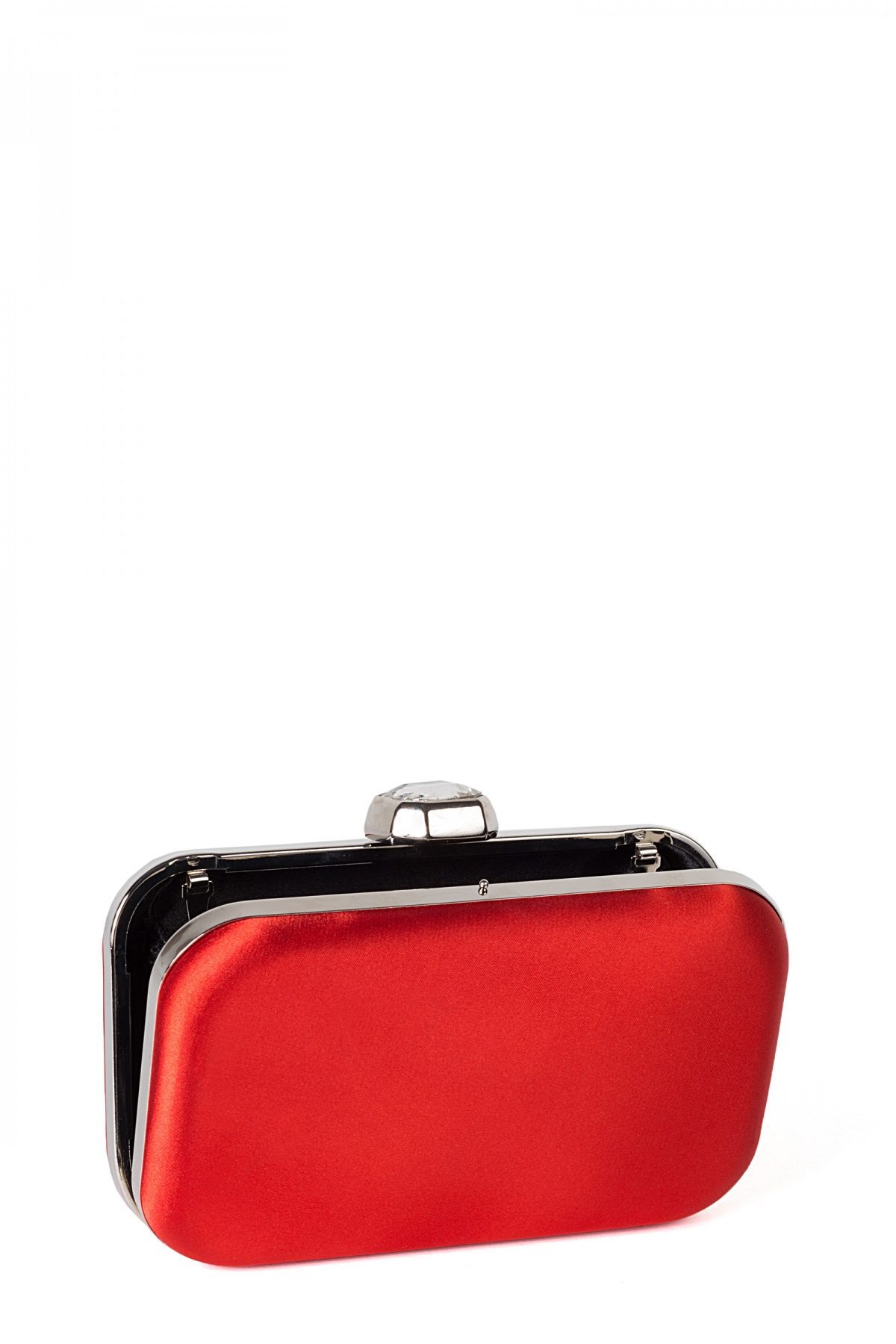 CLEAR RED EMBELLISHED CLUTCH