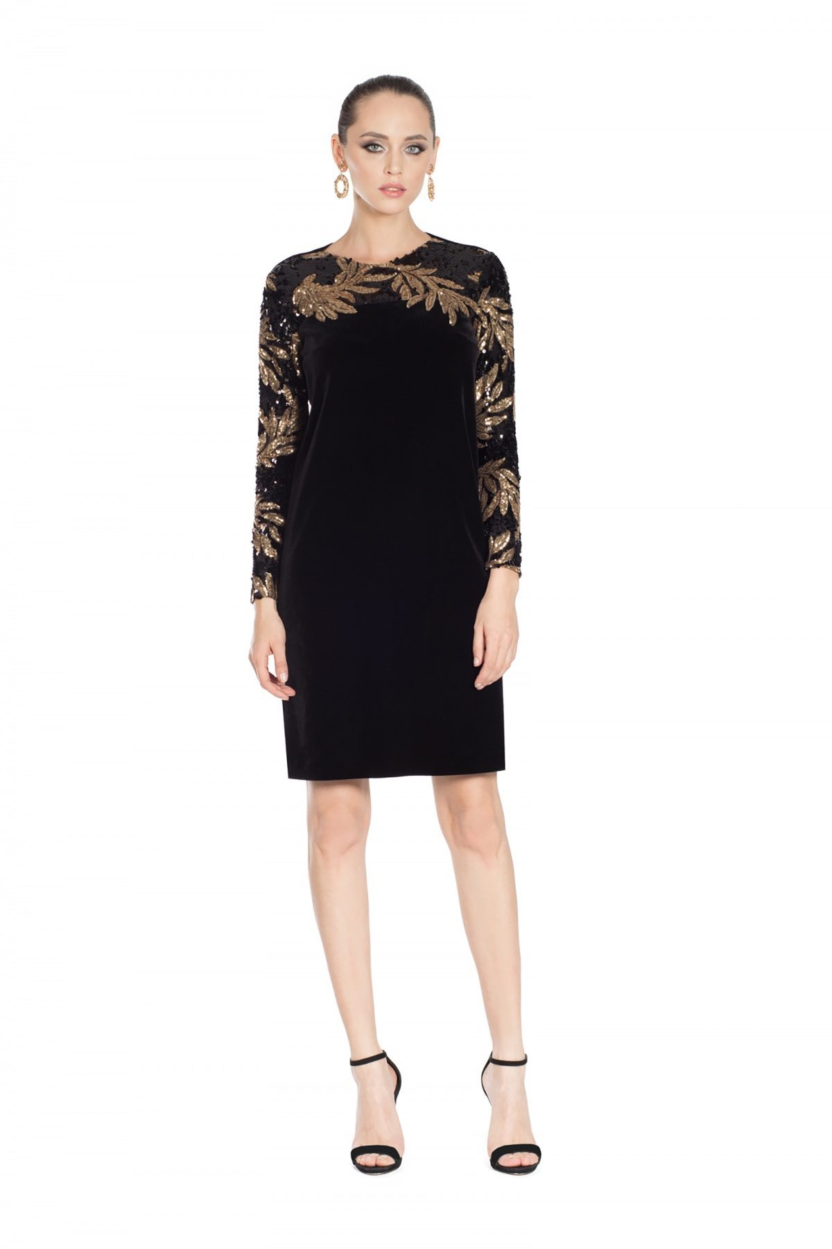 14303 Black Sequinned Velvet Dress main image 0